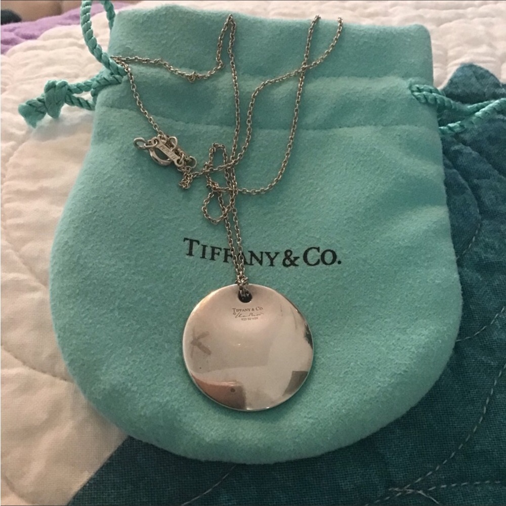 Tiffany & Co Silver 925 Elsa Peretti Circle Disc  Necklace